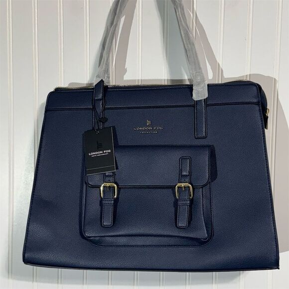 London Fog Sophia Pebble Tote Bag Navy Blue NWT 100th Anniversary MSRP $118 - Picture 3 of 10